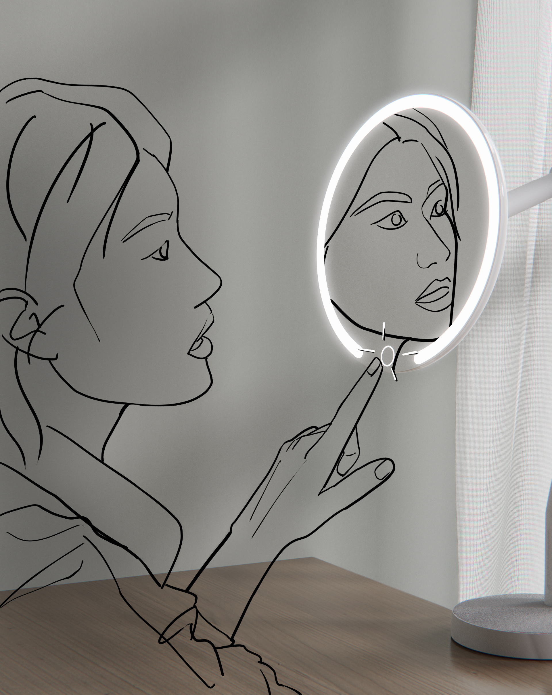 Lighted makeup mirror